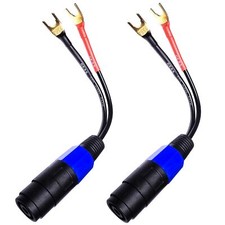 Spade Fork Plug to Speakon Female Jack Adapter Speaker Cable Large 2 Pack