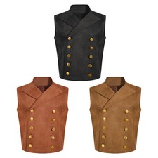 Kids Steampunk Double Breasted Vest Fancy Waistcoat Vikings Cosplay Pirates