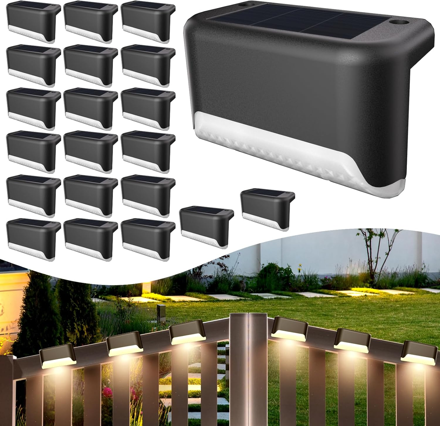 20-Pack Waterproof Solar Deck Lights for Outdoor Steps & Pathways