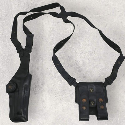 Galco Shoulder Holster Black Leather SCL24B Double Magazine Holder V202B V202