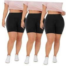 3 Pack Plus Size Biker Shorts for Women 3X-Large No Pocket Black/ Black/ Black