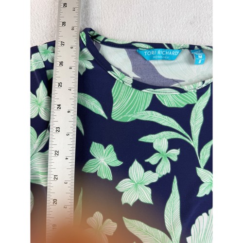 Tori Richard Honolulu Kids Dress Size M 8 Blue Green Floral Hawaiian - Picture 6 of 9