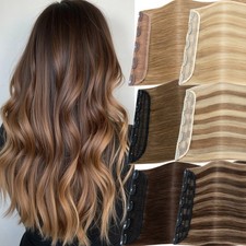 One Piece Remy Human Hair Extensions Balayage 3/4 Full Head Clip in Extension