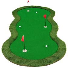 5 x 10 FT Professional Golf Practice Mat with 3 Holes and Golf Balls for Home