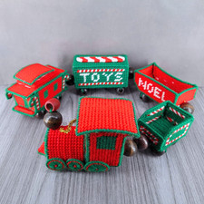 Christmas Needlepoint Train On Plastic Canvas Finished - See Description