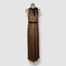 Adrianna Papell Women's Brown Embellished Sleeveless Gown Size 2