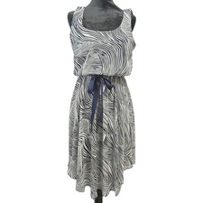 Women's Dress Size 6 Asymmetrical Blue Gray Zebra Print Y2K Lined Fairy Flowy