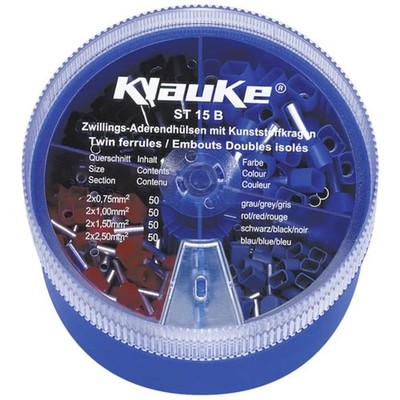 Klauke Streudose ST 15 B Zwillings Aderendhülsen 0.75mm², 1mm², 1,5mm², 2,5mm,²