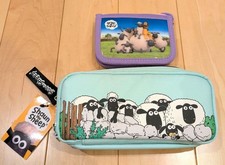 Shaun the Sheep Pencil Case, Light Blue, Wallet with String, Purple, 2 Piece Set