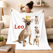 Personalized Custom Plush Blanket Dog's Photos Name Throw Gift 3 Sizes