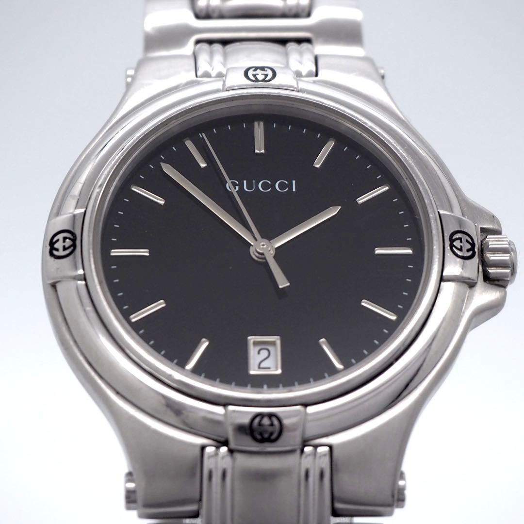 GUCCI men's watch 9040M date silver black GUCCI,18566 thumbnail 6