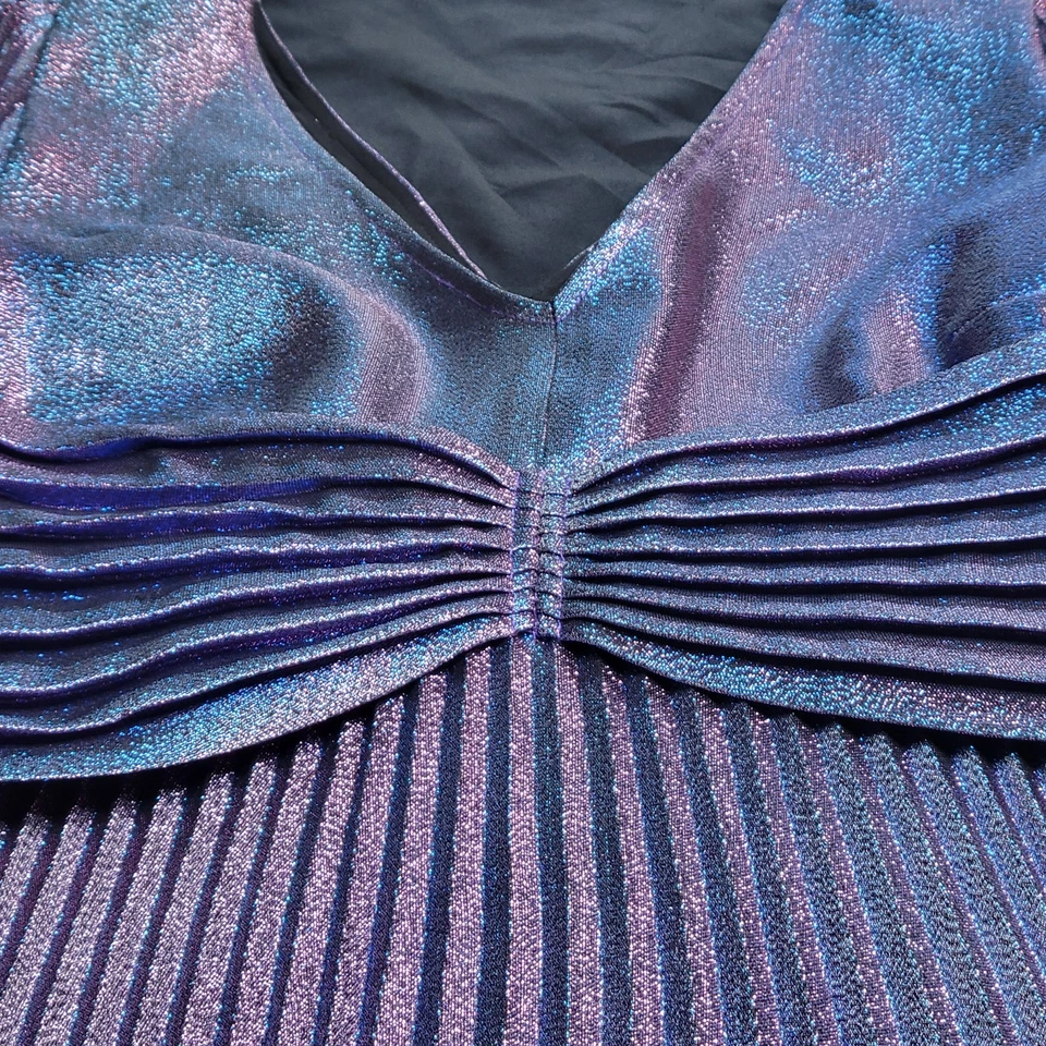 Vestido de graduación talla mediana AIDEN ADAIR púrpura matálico con brillo azul nuevo con etiquetas Foto 3 de 4