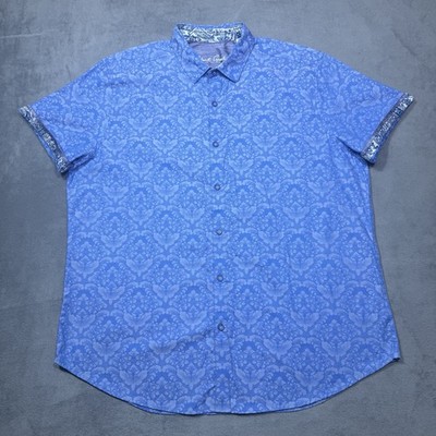 Robert Graham Shirt Mens XXL Blue Geometric Abstract Loud Luxury Dadcore USA