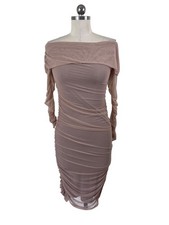 Windsor Y2K Bodycon Pencil Dress Womens Small Nude Ruched Coquette Romantic Glam
