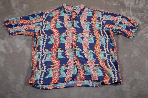 Reyn Spooner Hemd Herren Medium Hawaii Art of Eddy Y Hula Tänzerin Strand Viskose - Bild 1 von 6