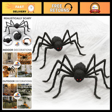 Giant 60" Halloween Spider Decorations - 2 PCS Realistic Spooky Props for Haunte