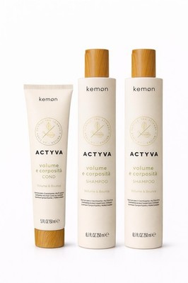Kemon Actyva Volume e Corposità Shampoo 8.5 Fl.oz x2 + Cond 5.1 Fl.oz Unsealed