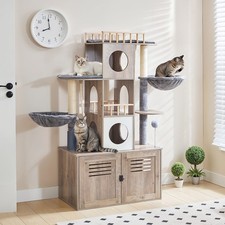 HOOBRO Cat Tree with Litter Box Enclosure Cat Tower with Hidden Litter Box
