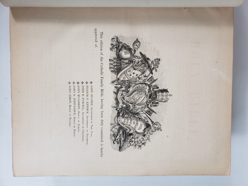 Antique Holy Bible 1870's Catholic Latin Vulgate Family Damaged Kamm Schellinger - Picture 7 of 21