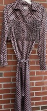 Marella Max Mara Elery Fringe Front Geometric Mid Shirt Dress Belted Sz 6