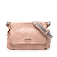 Gucci ssima Web Flap Diaper Bag Pre-Loved Pink