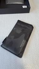 Saint Laurent Paris Card Case Camouflage Calfskin Leather Zipped Card Case