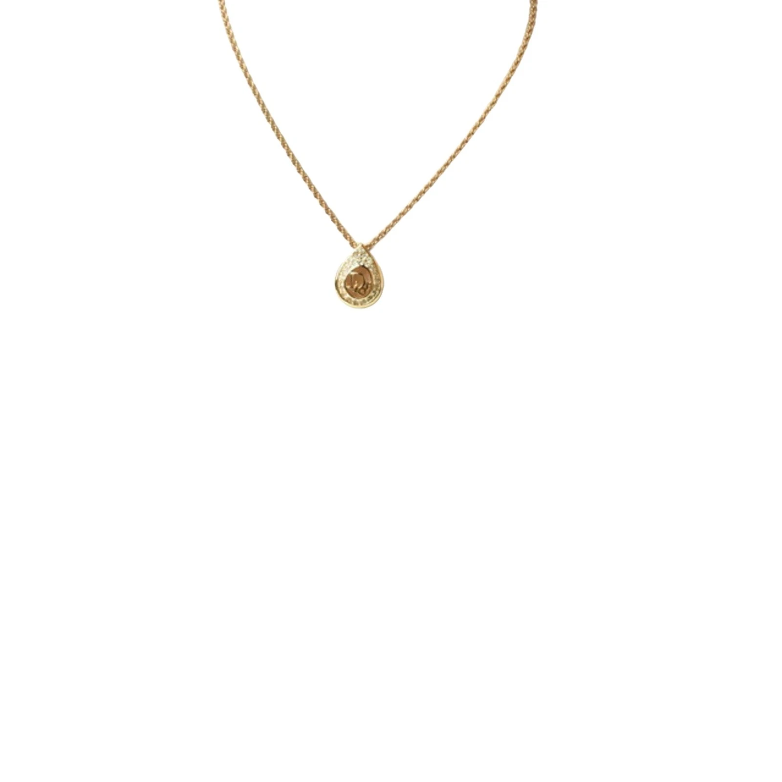 Collier Dior métal doré bijou authentique