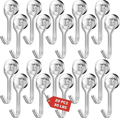 20Pack Magnetic Hooks 30Lbs+ Swivel Swing Magnet Hooks Heavy Duty Strong Magnets
