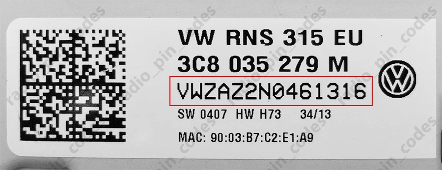 VW VOLKSWAGEN RADIO PIN CODE DECODE RCD 215 300 310 500 510 RNS 300 310 315 510 - Bild 3 von 4