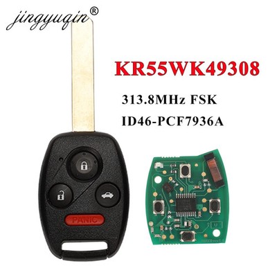 jingyuqin 2/3/4BTN 313.8 Mhz KR55WK49308 Remote Key For Honda Accord Sedan Pilot