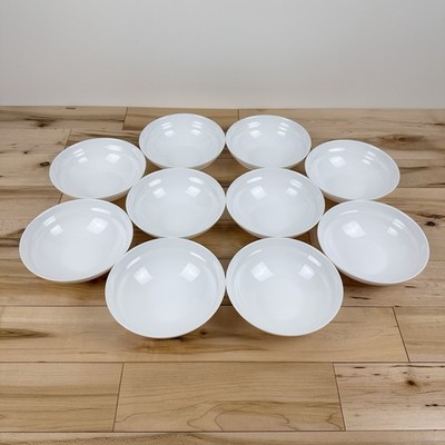 Set of 10 Luminarc Harena Single Ribbed Cereal Soup Bowls 6.25  White Opal Glass