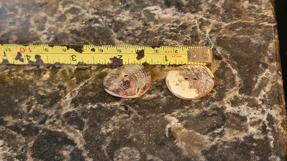 (2) Genuine Vintage AGOYA BUTTONS - 2 Holes - 1" Pearl Iridescent  - Image 3 of 3