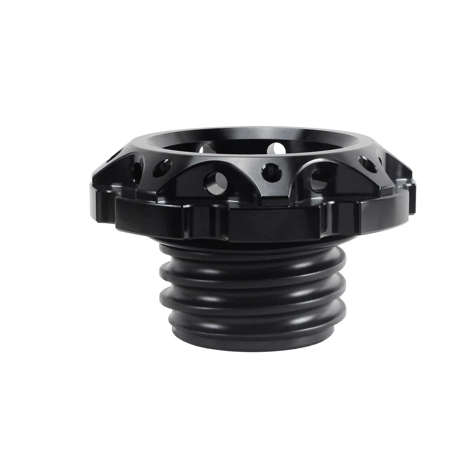 Black Vented Gas Fuel Tank Cap for Harley 1992-2017 Dyna, 2000-24 Softail FL FX Foto 2 de 4