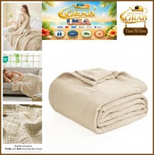 Muslin Cotton Throw Blanket 50 x 70 Beige 4 Layer Lightweight Breathable Gauze