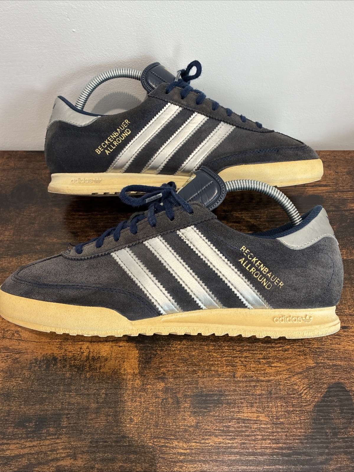 Adidas Original Beckenbauer Allround Trainers UK 7 Navy/Silver/White Suede Retro image 4
