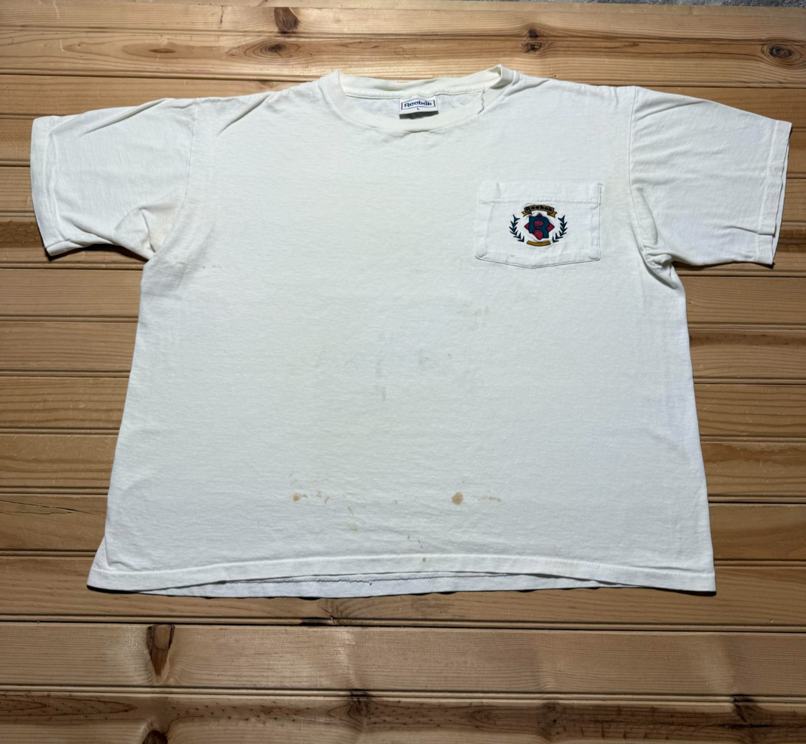 Vintage 80s 90s Reebok Crest Logo Classic Single Stitch Pocket Shirt Size Large