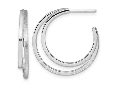 Sterling Silber Satin und poliert Doppel C-Creolen