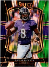 2025 Panini Select - Premier Level Lamar Jackson #160 Black & Green Shock Prizm