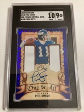 2023 Panini One  #348 Phil Simms Dual Patch Blue Auto One For All /75 SGC 10/9