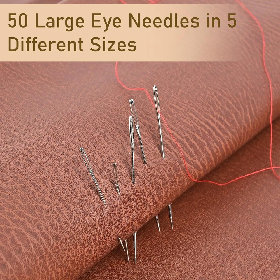 50 Pcs Large Eye Hand Sewing Needles – Agujas de Coser con Ojo Grande (5 Sizes) - Image 4 of 4