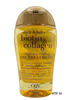 OGX Biotin & Collagen Weightless Healing Oil Treatment Thick & Full 3.3 Fl Oz