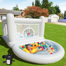 White Inflatable Bounce House for Kids 3-6, Indoor/Outdoor Fun 
