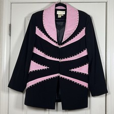 Italia Exclusive Women s Pink/Black Blazer Rhinestone/Textured Size 12