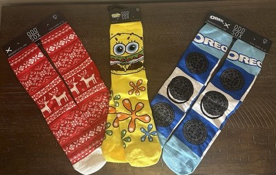Odd Sox 3-Pack Oreo/Sponge Bob & Ugly Sweater Size 6-13 - Rare 3-Pack Socks
