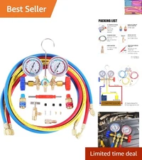 Heavy-Duty AC Manifold Gauge Set with Color-Coded Hoses for Efficient Charging