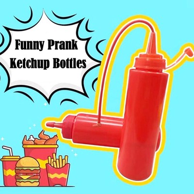 Funny Prank Ketchup Bottles Practical Joke Tomato Sauce 2024 Mustard E0V6