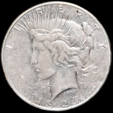 1927-S Peace Dollar - Fine RAW Circulated 90% Silver Coin - KEY DATE!