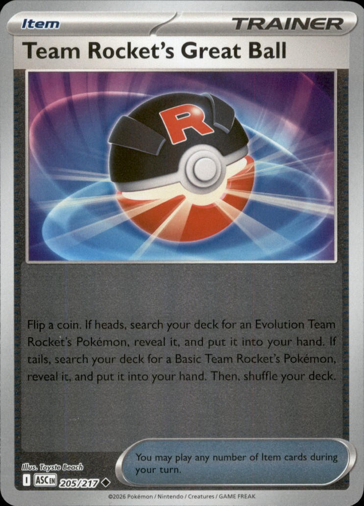 Team Rocket's Great Ball 205/217 ME: Ascended Heroes Reverse Holo Pokemon-EN NM