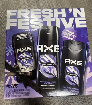 AXE Fresh  N Festive Phoenix Gift Set Body Spray Wash Deodorant 3pc New