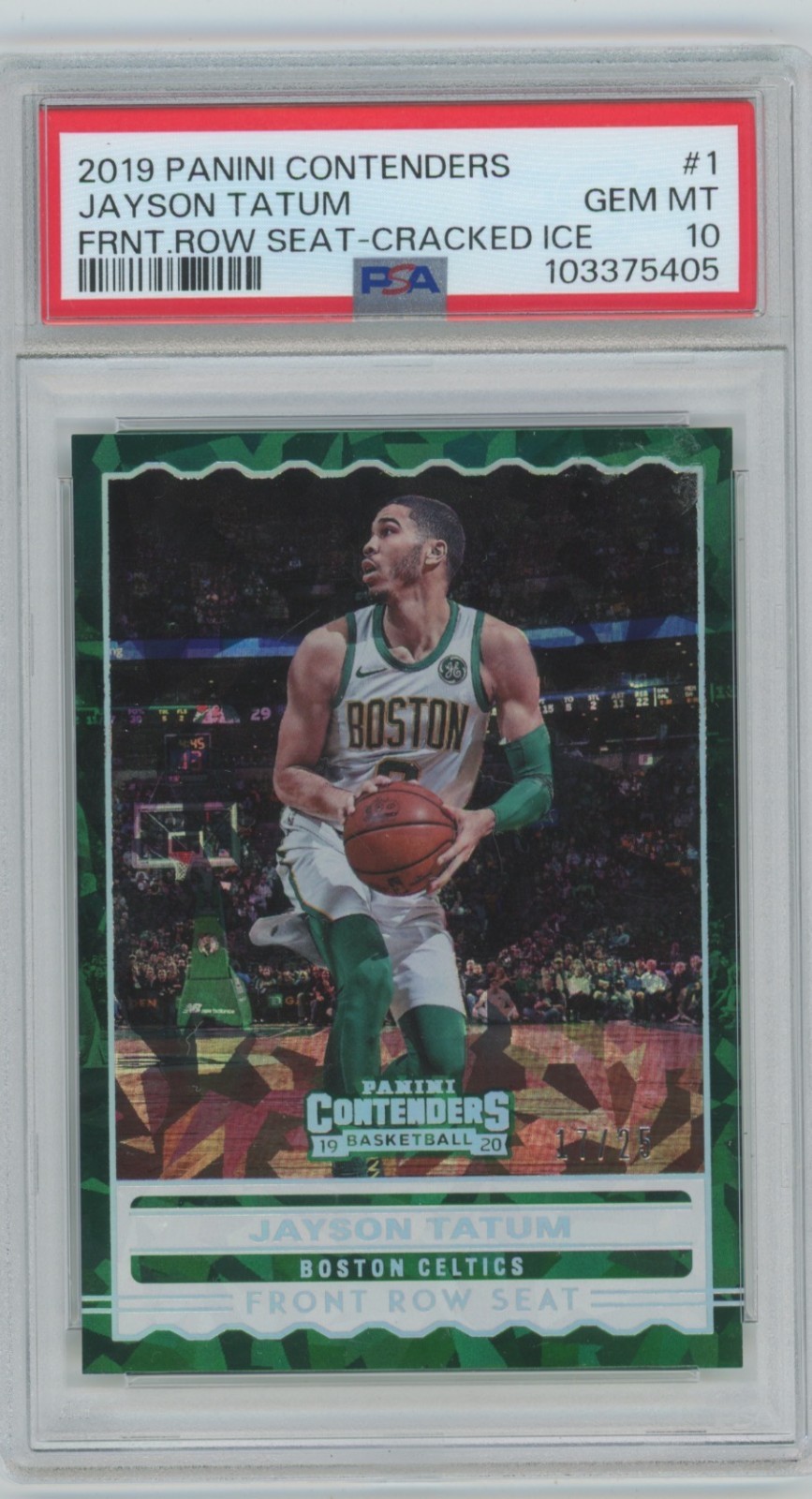 2019-20 Contenders Jayson Tatum Front Throw Seat /25 PSA 10 Cracked Ice